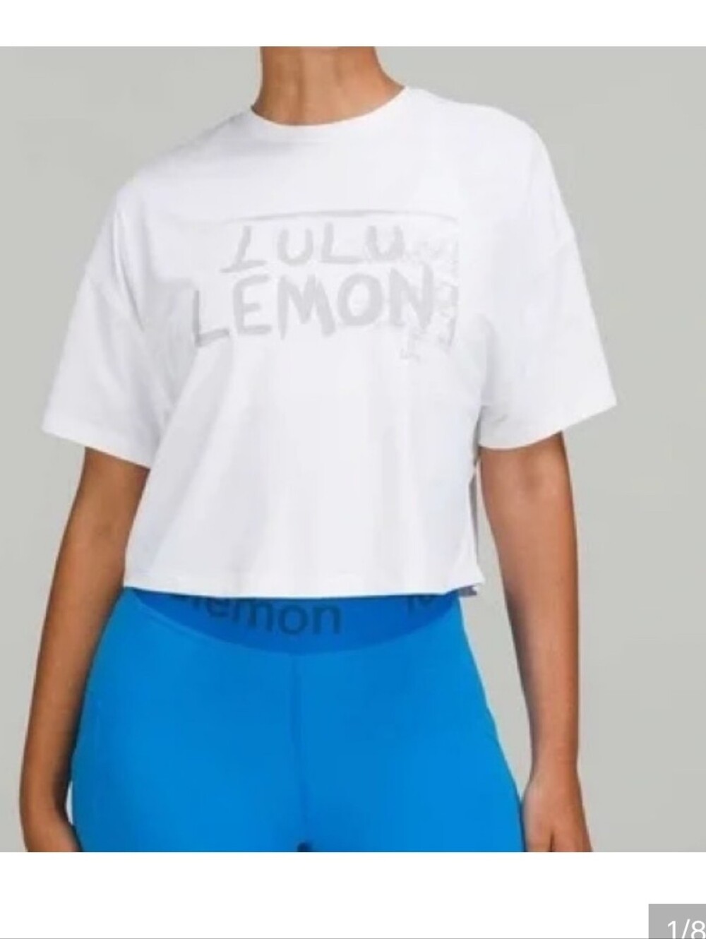 lululemon athletica Ed Curtis White Cropped Logo Tee Soze 8-10